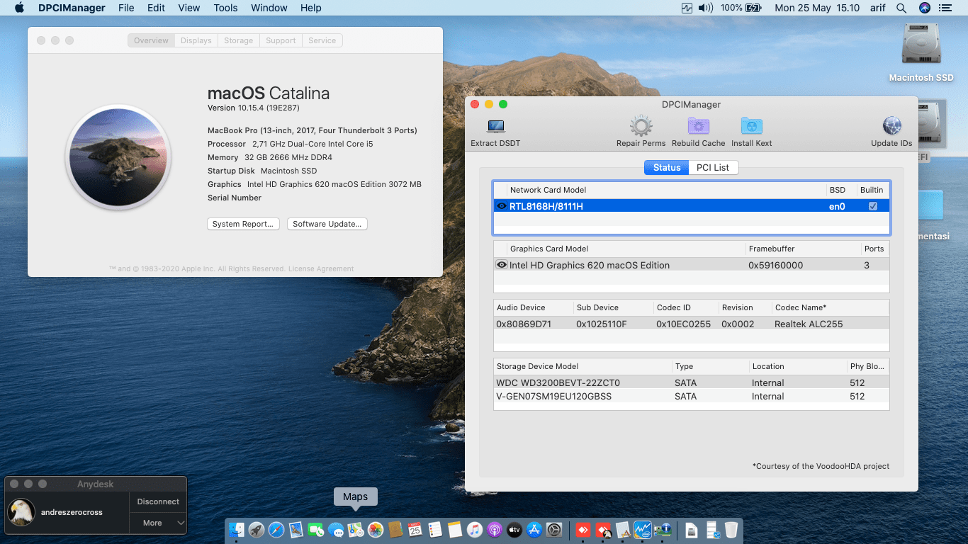 Success Hackintosh macOS Catalina 10.15.4 Build 19E287 in Acer Aspire E5-475G-4744
